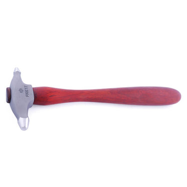 Side profile of Fretz HMR-5 embossing hammer with ergonomic red Padauk hardwood handle