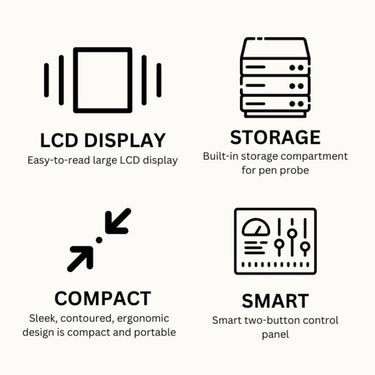 Features of AuRACLE PRO: Large LCD display, ergonomic design, and smart control.