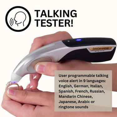 Talking Tester function: Programmable voice alerts in 9 different languages.