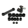 Full set of black ID ring holder including mounting bracket, expansion collets, and wrench.