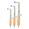 Trio of jewelry gas soldering blowpipe torches with wooden handles in small, medium, and large sizes.