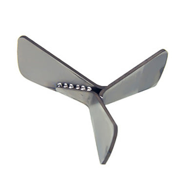 High angle top-down view of a titanium three-point soldering trivet showing center welds