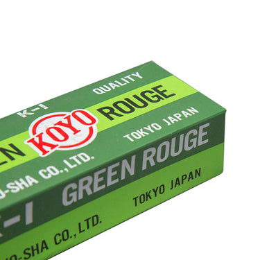 Close-up of KOYO Green Rouge K-1 packaging showing the Tokyo Japan origin label.