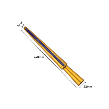 Technical drawing showing the gold ring stick is 240mm long with a 23mm handle and 7mm tip.