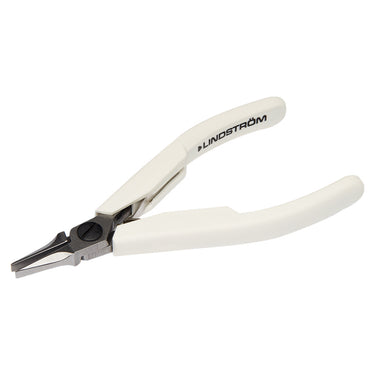 Lindstrom 7490 precision flat nose pliers in an open position showing smooth jaws.