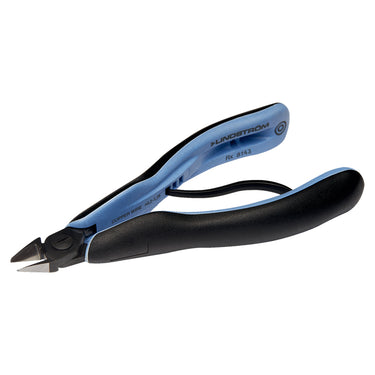Perspective view of Lindstrom RX 8143 oblique cutter with ERGO blue/black grips.