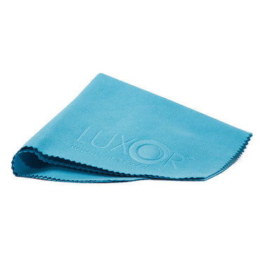 A folded turquoise LUXOR MERARD microfiber wiping cloth.