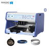 Magic-5S engraving machine shown with engraved pendant and ring samples.