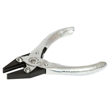 Side perspective of Maun 125mm parallel action flat nose plier with zinc-plated handles.