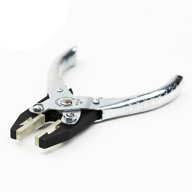 Perspective view of Maun parallel plier with zinc-plated handles and soft plastic jaws.