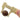A hand using a mini brass sliding caliper to measure the outer diameter of a small dark wooden bead.