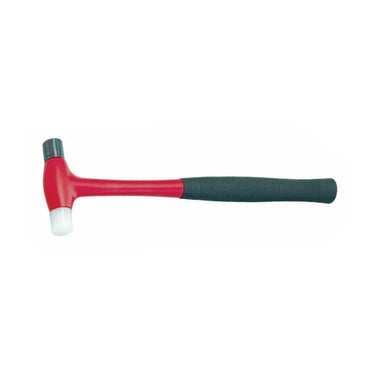 Horizontal profile of micro head hammer combination showing dual striking ends and red body.