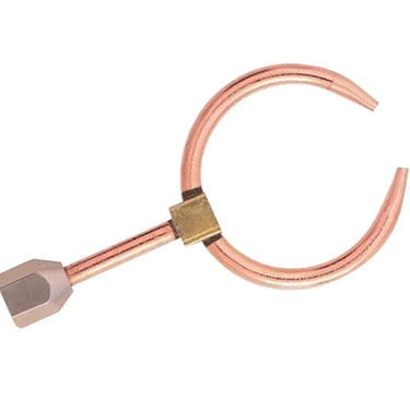 Angled perspective of Miller Smith twin flame torch tip designed for ring and tube soldering.