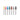 Seven multi-colored 10x24mm miniature silicon polishing points standing vertically on metal shanks