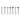 Seven multi-colored 12x0.8mm miniature silicon knife edge wheels standing vertically on metal shanks