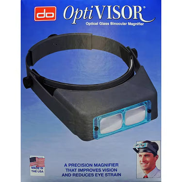 Original retail packaging box for Optivisor optical glass binocular magnifier.