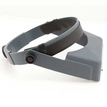 Side view of Optivisor magnifier showing adjustable headband and pivot knobs.