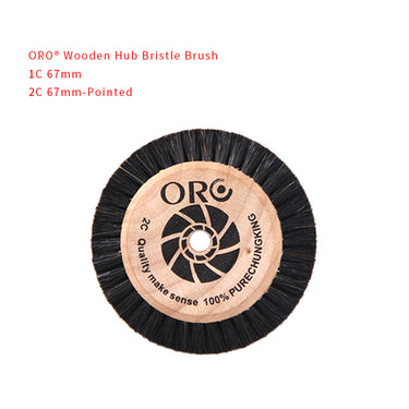Single ORO 2C 67mm pointed black Chungking bristle brush with a wooden hub centerpiece.