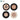 Grid view of four ORO wooden hub polishing wheels featuring three black Chungking bristle brushes and one white goat hair brush.