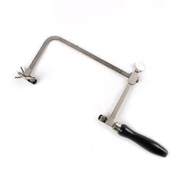 Angled product view of the OSCAR Indian adjustable steel piercing saw frame on a white background.