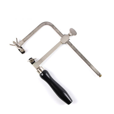 Fully extended view of the OSCAR Indian adjustable jeweler's saw frame showcasing the sliding depth bar.