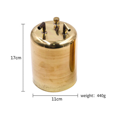 Dimension diagram for large single orifice petrol tank measuring 17cm by 11cm and weighing 440g.