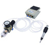 Pneumatic engraver system kit with foot pedal control, air filter regulator, and handpiece.