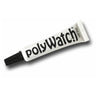 Angled view of a single PolyWatch Plastic Polish tube for acrylic watch crystal scratch repair.