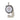 Straight front view of a mechanical thickness dial indicator with a red and white logo against a white background.