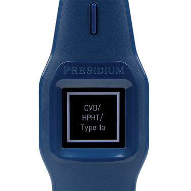 Presidium ARi screen displaying CVD / HPHT / Type IIa synthetic diamond result.