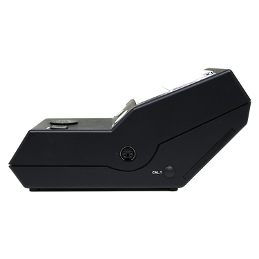 Side profile of Presidium Duo Tester II showing the probe port and calibration button.