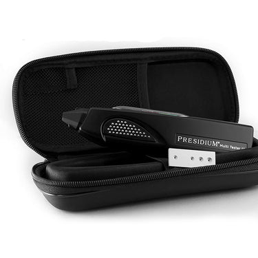 Presidium Multi Tester III inside its black protective zipper case.