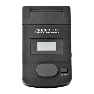 Top-down flat view of Presidium Refractive Index Meter II control panel and display.