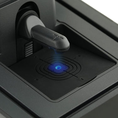 Detailed view of a diamond centered under the Presidium SDS II screening sensor.