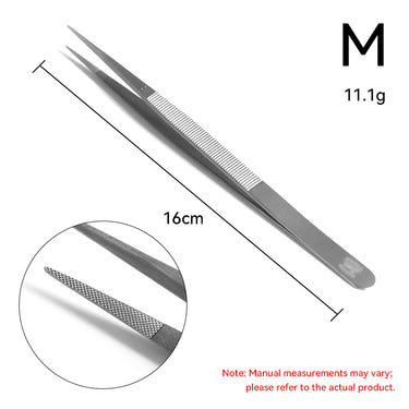 Regine 16cm medium tip M stainless diamond tweezer with slide lock and groove.