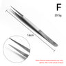 Regine Swiss diamond tweezer F fine tip 16cm showing serrated jaws and 20.5g weight specification.