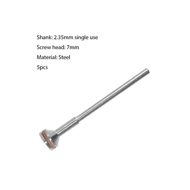 Steel screw mandrel with a 2.35mm shank and 7mm head on a plain white background.