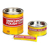 An group shot of Simichrome metal polishing paste showing the 50g tube, 250g can, and large 1000g can together.