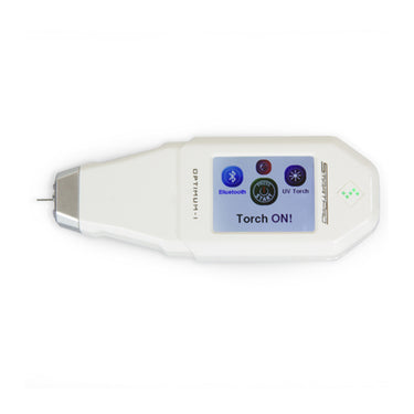 SmartPro Optimum-I display showing Bluetooth and UV Torch "Torch ON" status.