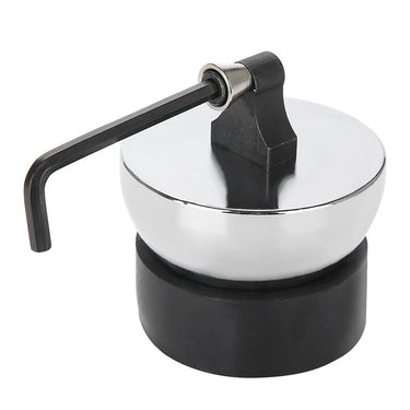Hex key wrench inserted into the clamp fixture of the stainless steel ring ball vise.