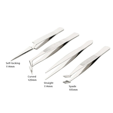 Stainless Steel Tweezer Set of 4pcs