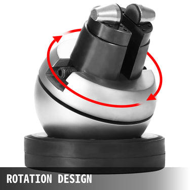 Illustration showing 360-degree rotation design and tilting angle of engraving ball vise.
