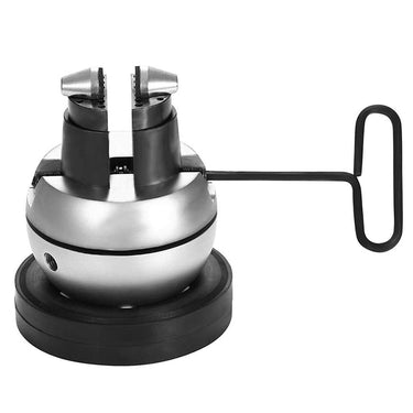 Standard engraving block ball vise shown with hex wrench inserted for jaw adjustment.