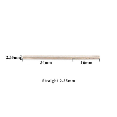 Technical measurement diagram for a straight 2.35mm shank slotted mandrel.