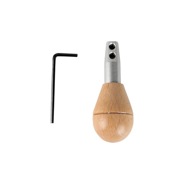 Vertical view of Stuccler lightweight aluminum graver handle and L-shaped Allen key.