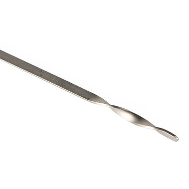Detailed close-up of the twisted ergonomic handle grip section on a titanium soldering pick.
