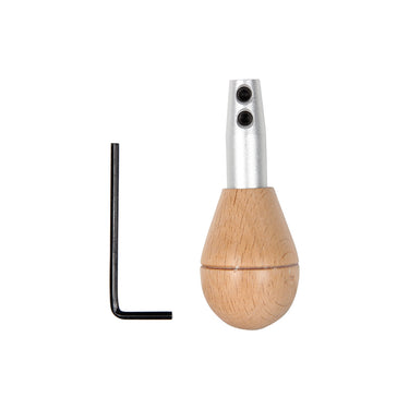 Stuccler graver handle with aluminum chuck collet beside a black Allen key wrench.
