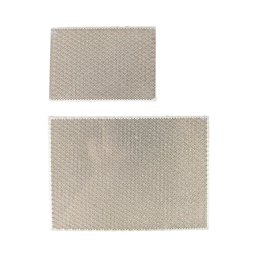 Top down comparison view of small and large rectangular honeycomb soldering blocks on a white background