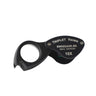 Fully extended SwissAxe Triplet Hawk 10X diamond loupe with professional matte black ergonomic housing.