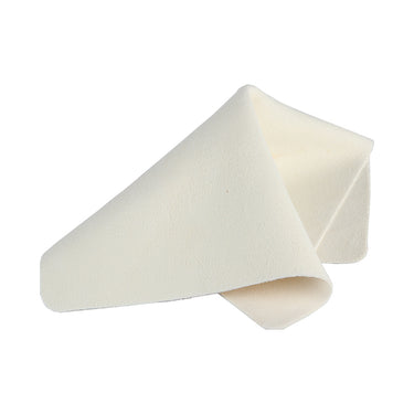 Light beige synthetic chamois cloth draped to form a peaked fold, showing its soft texture.